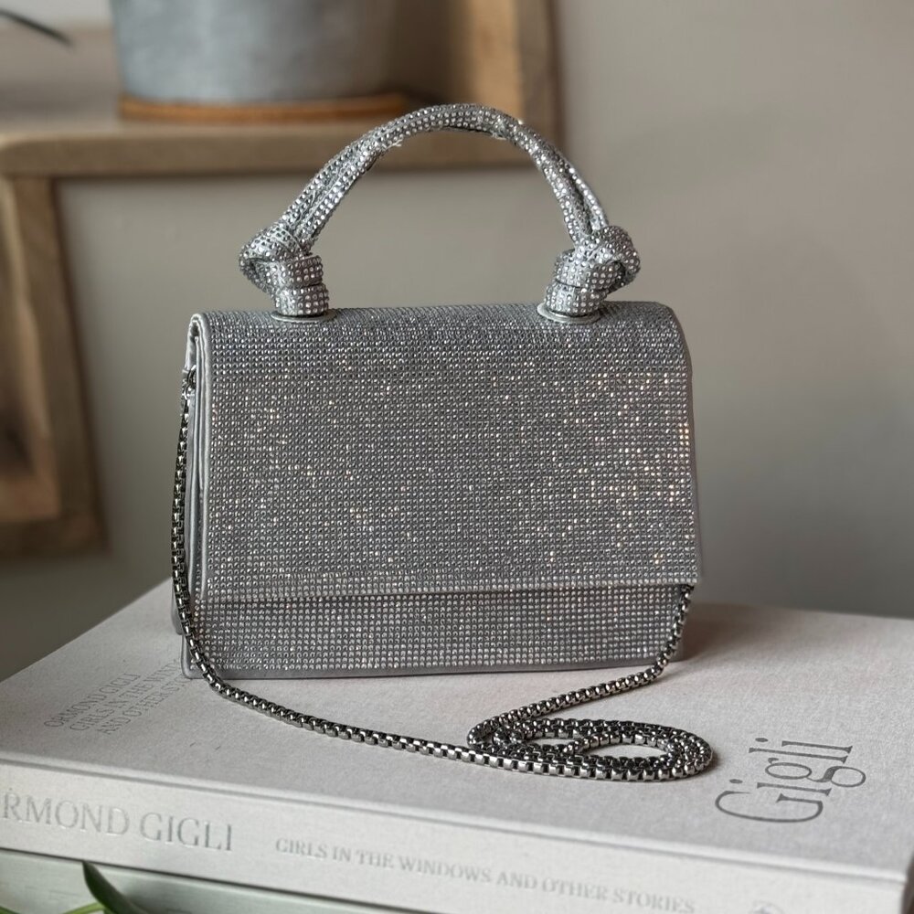 Crystal Mini Purse with top handle and cross body chain